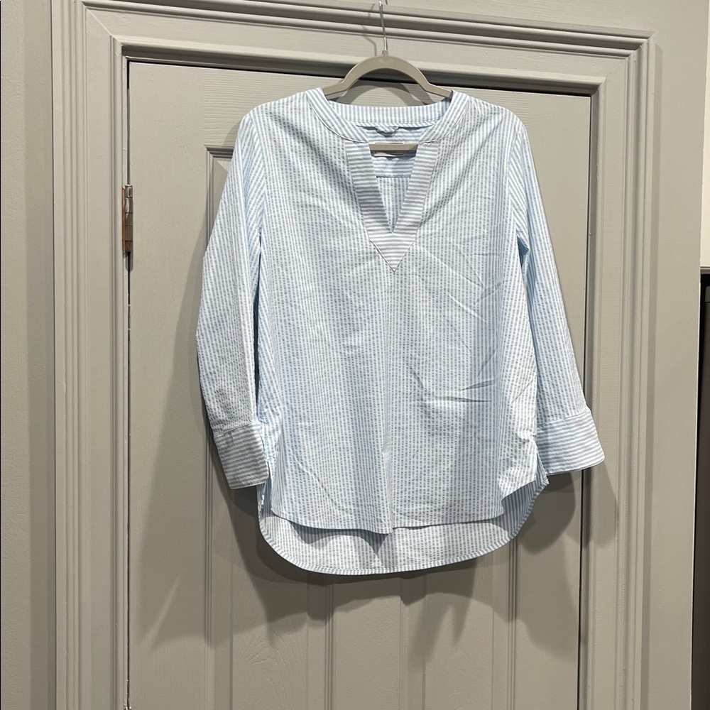 Vineyard Vines Performance White and Blue Striped Top